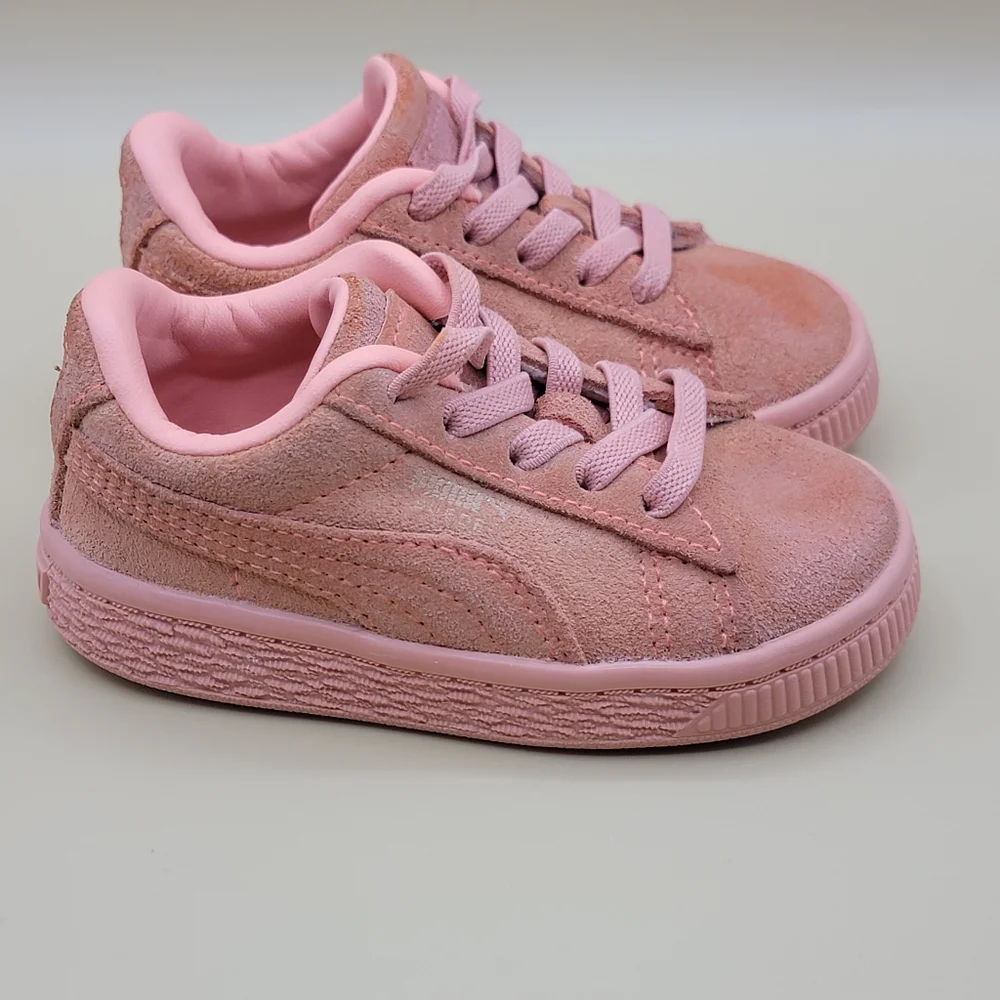 Puma Suede Classic Mono Gold Slip On Toddler Shoes Size 5C Salmon Pink Kids